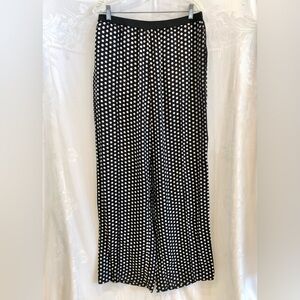 Italian PLAN C Black Polka Dot Viscose Wide Leg Pants 44 8 M $950